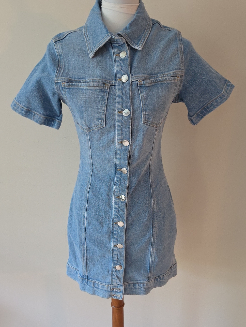 Zara Classic Light Blue Denim Dress - Women's Button-Front Brand New